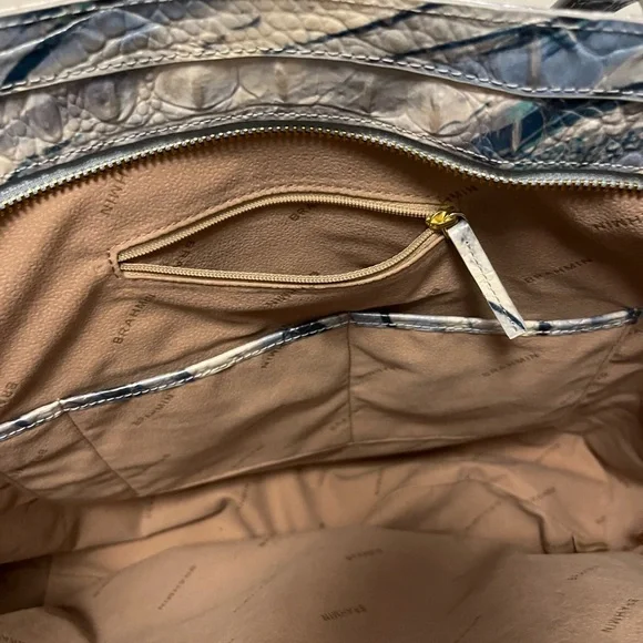 Brahmin Leather Misha Splash Tote Bag EUC Blue & White W/ Matching Wallet - Picture 12 of 16